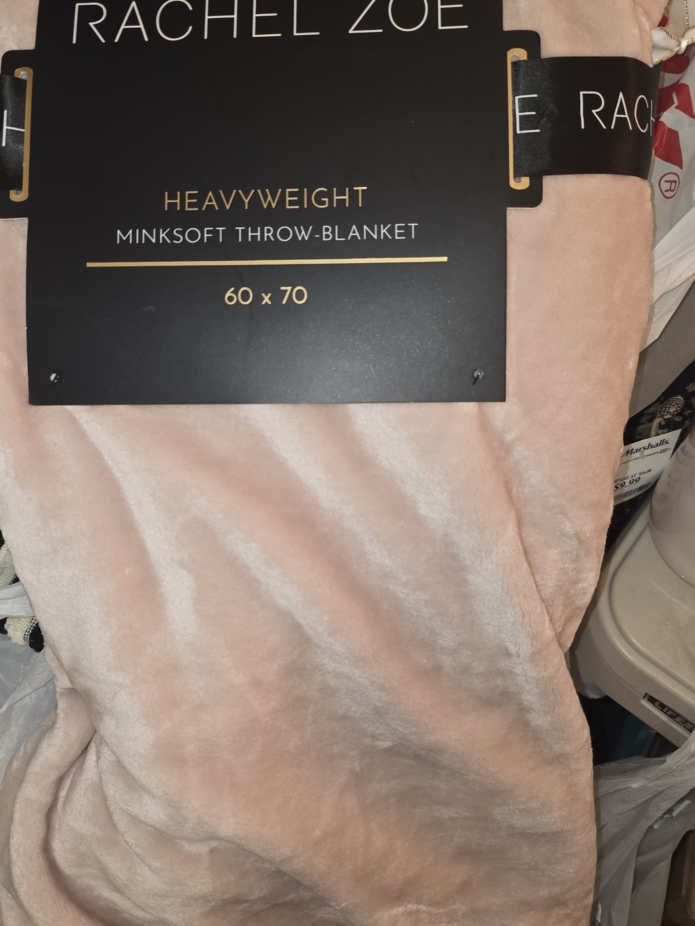 Rachel Zoe Blush Pink Heavyweight Minkssoft Throw Blanket